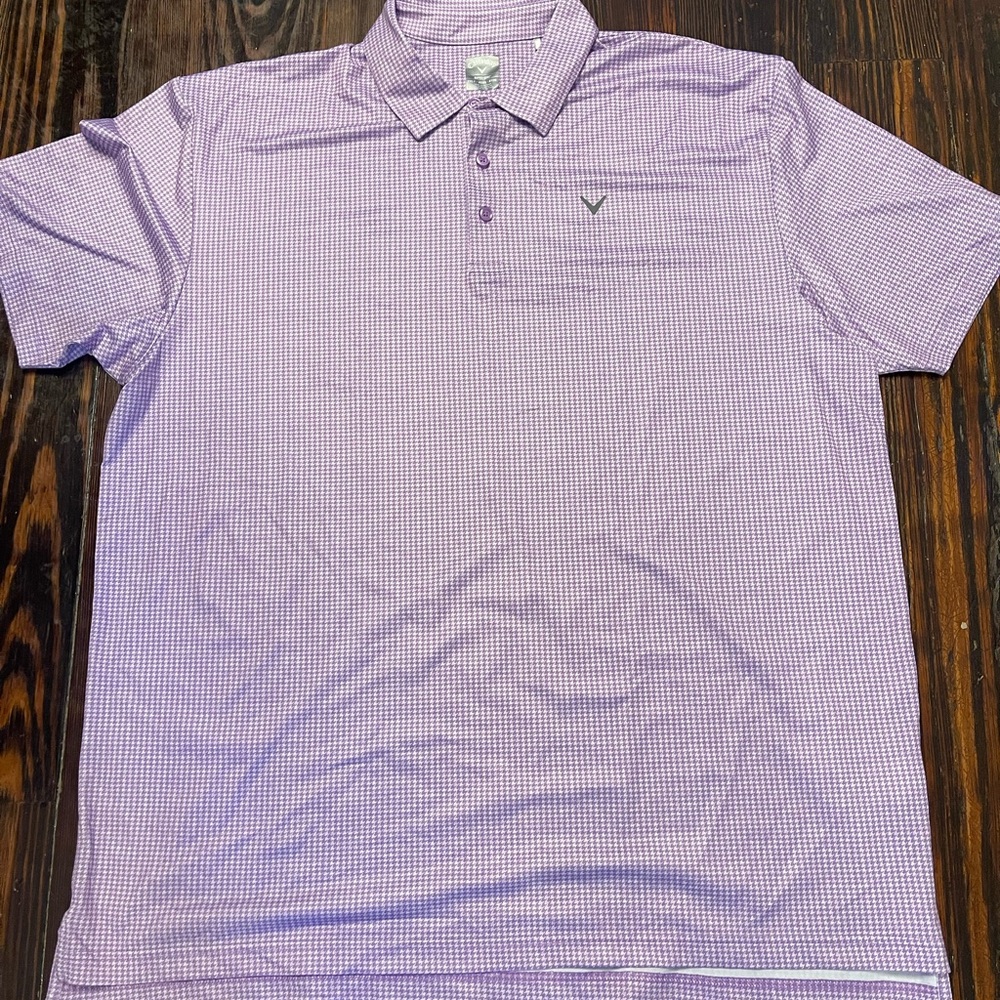 Callaway Lavender Checkered Polo Shirt